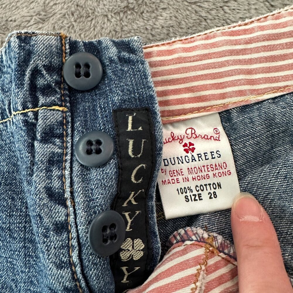 Vintage Lucky Brand Denim Midi Skirt Cargo 28/6 90s Y2K - Picture 2 of 10
